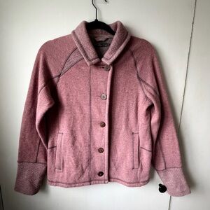 prAna Button Front Knit Jacket | Cozy PNW Layer | Pink Heather | Medium